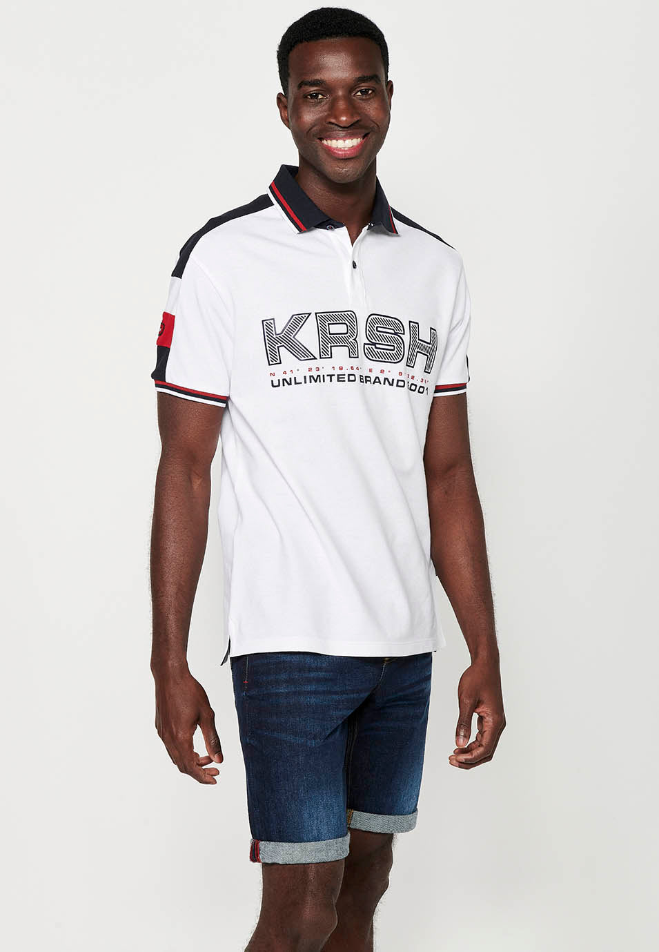 Polo Hombre Manga Corta Cuello Camisero Pique con Estampado – Koroshi 2411PC21