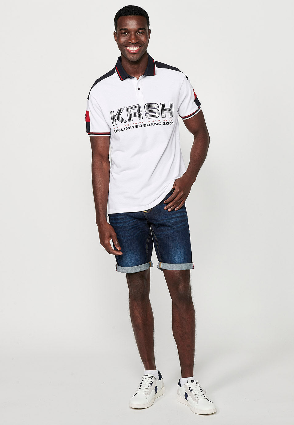 Polo Hombre Manga Corta Cuello Camisero Pique con Estampado – Koroshi 2411PC21