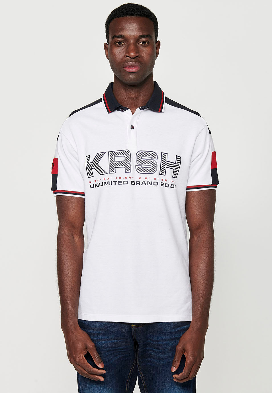 Polo Hombre Manga Corta Cuello Camisero Pique con Estampado – Koroshi 2411PC21