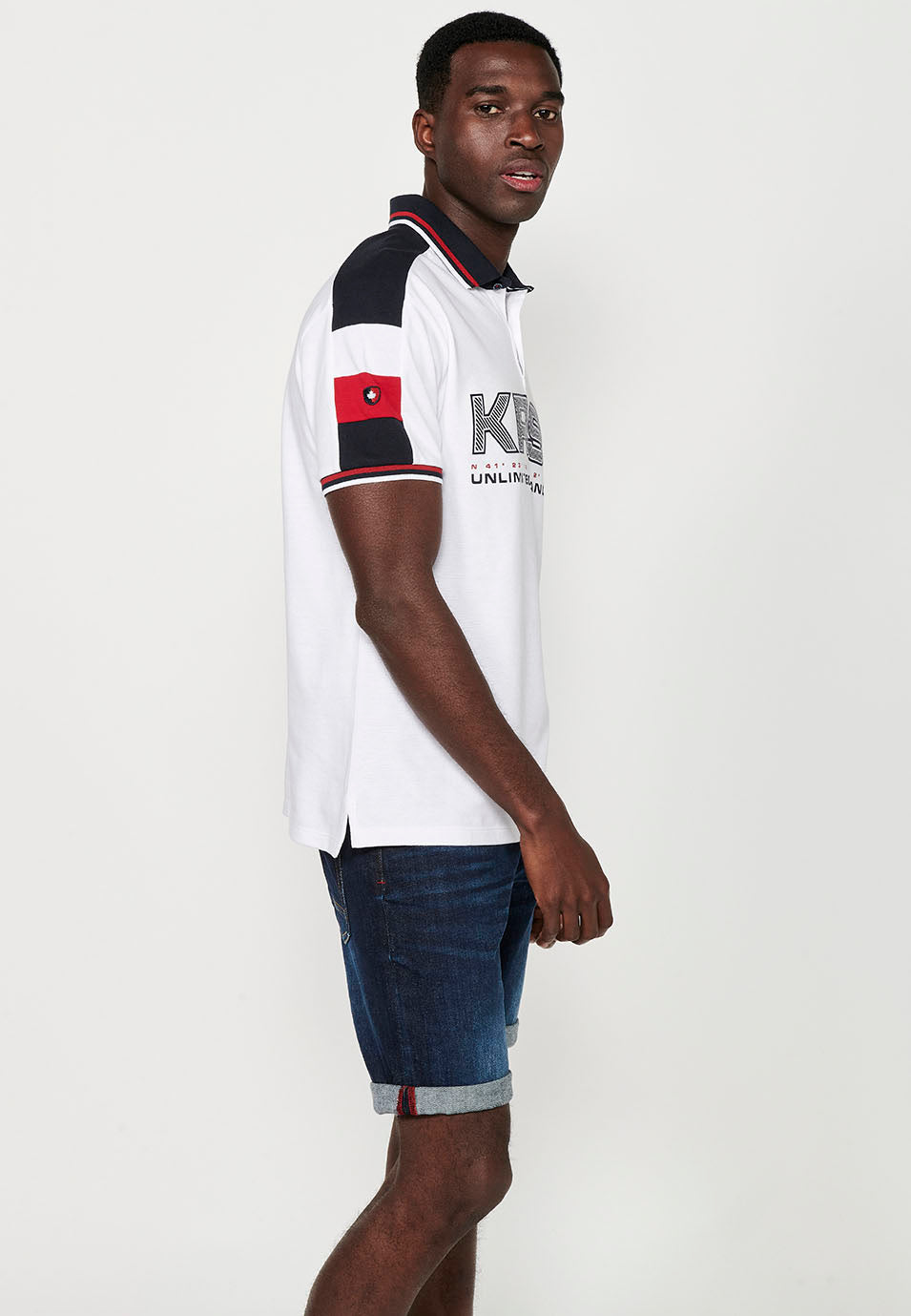 Polo Hombre Manga Corta Cuello Camisero Pique con Estampado – Koroshi 2411PC21
