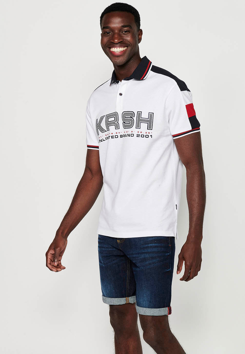 Polo Hombre Manga Corta Cuello Camisero Pique con Estampado – Koroshi 2411PC21