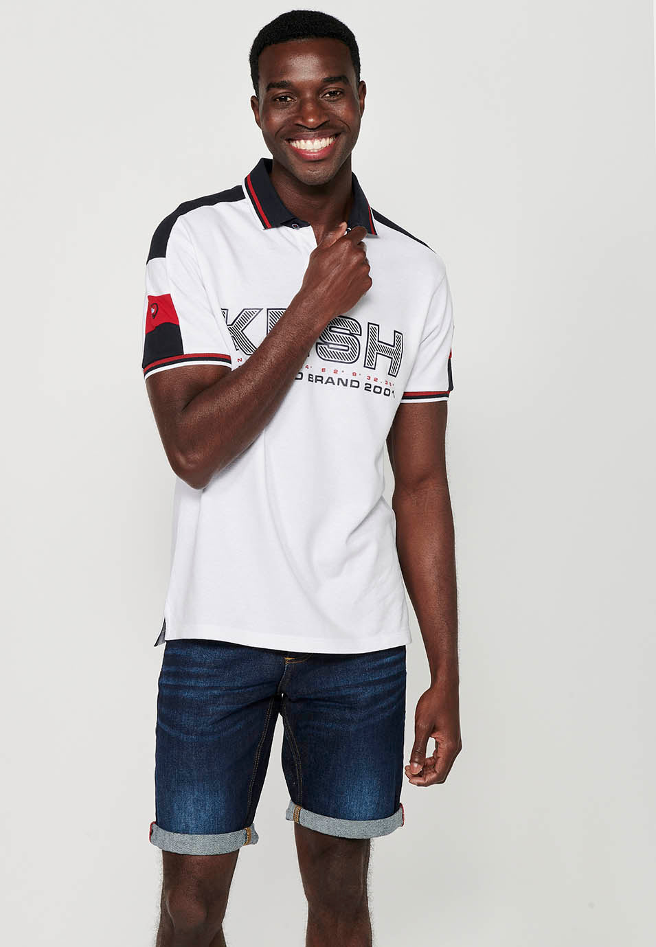 Polo Hombre Manga Corta Cuello Camisero Pique con Estampado – Koroshi 2411PC21