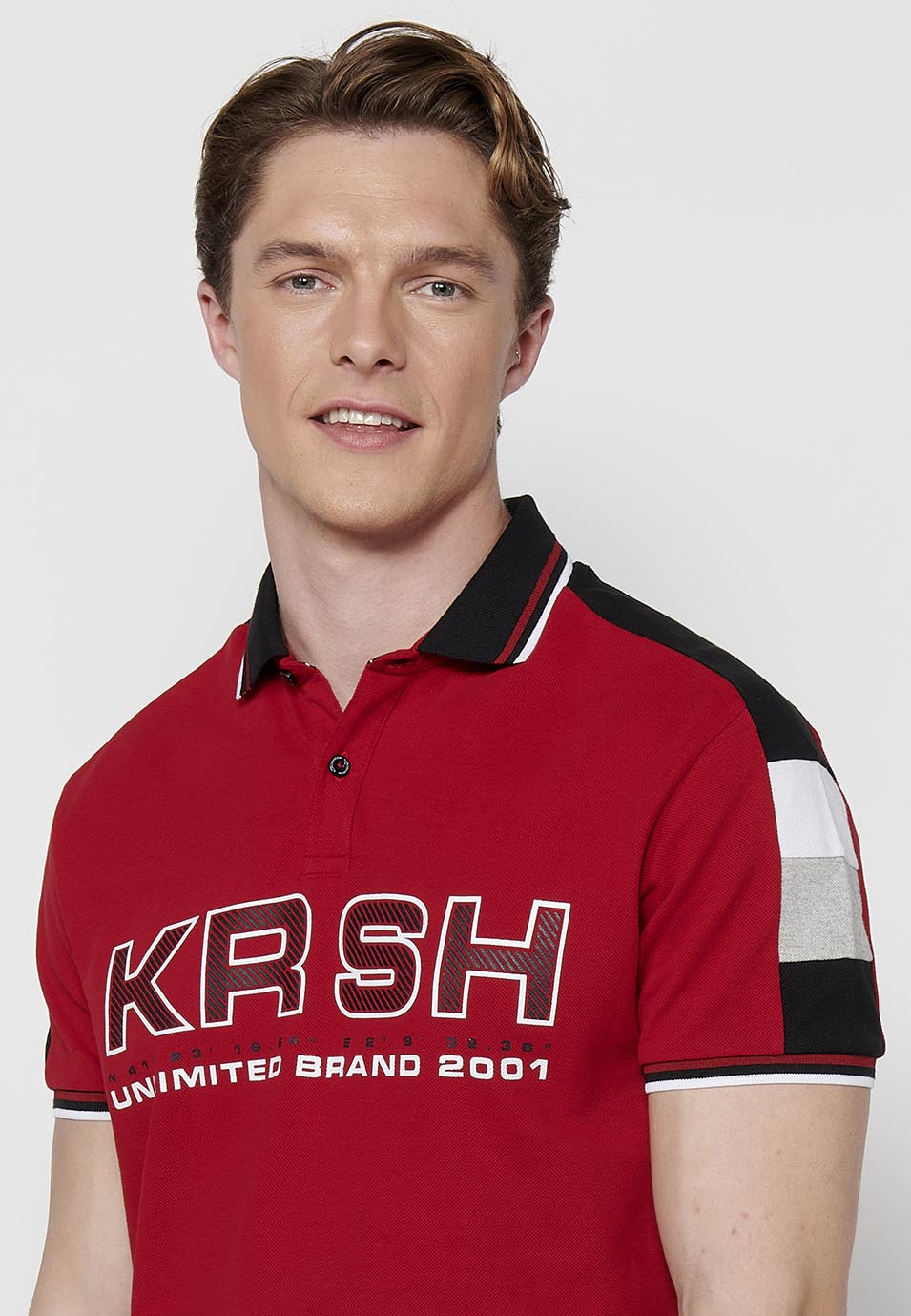 Polo Hombre Manga Corta Cuello Camisero Pique con Estampado – Koroshi 2411PC21