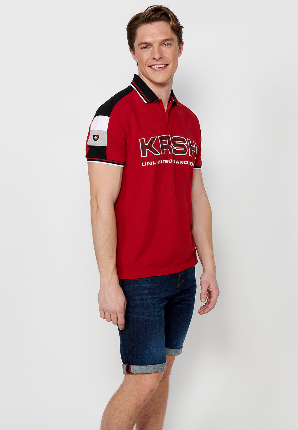 Polo Hombre Manga Corta Cuello Camisero Pique con Estampado – Koroshi 2411PC21