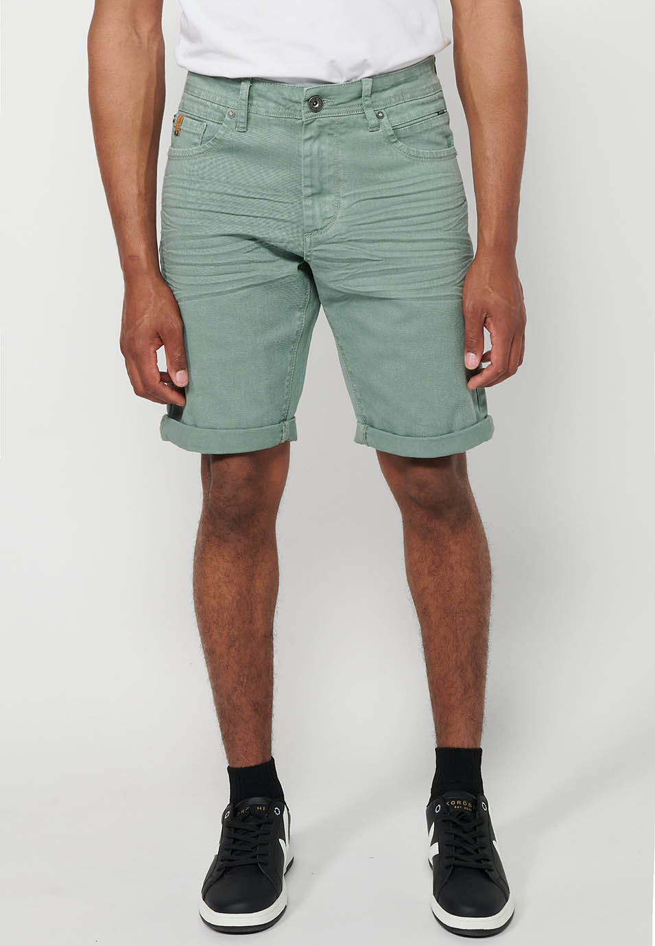 Bermuda Hombre Algodón con Vuelta 5 Bolsillos – Koroshi 2411PS00