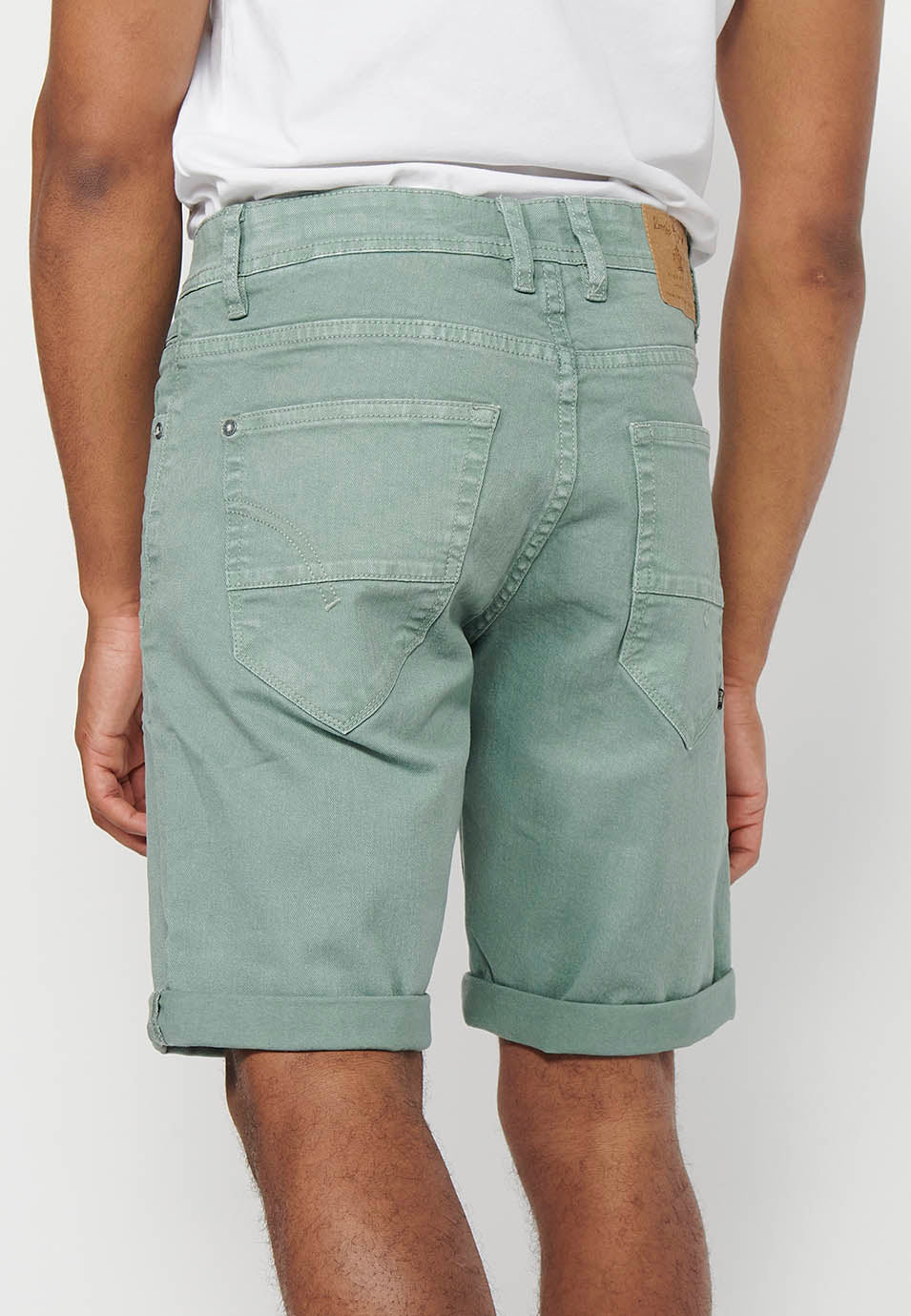 Bermuda Hombre Algodón con Vuelta 5 Bolsillos – Koroshi 2411PS00