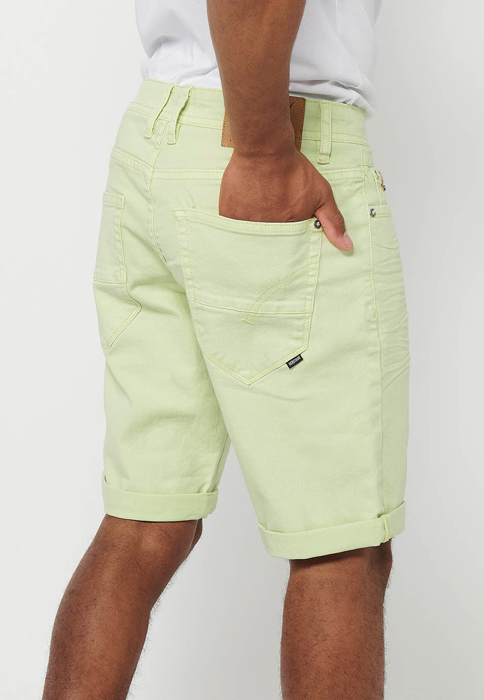 Bermuda Hombre Algodón con Vuelta 5 Bolsillos – Koroshi 2411PS00