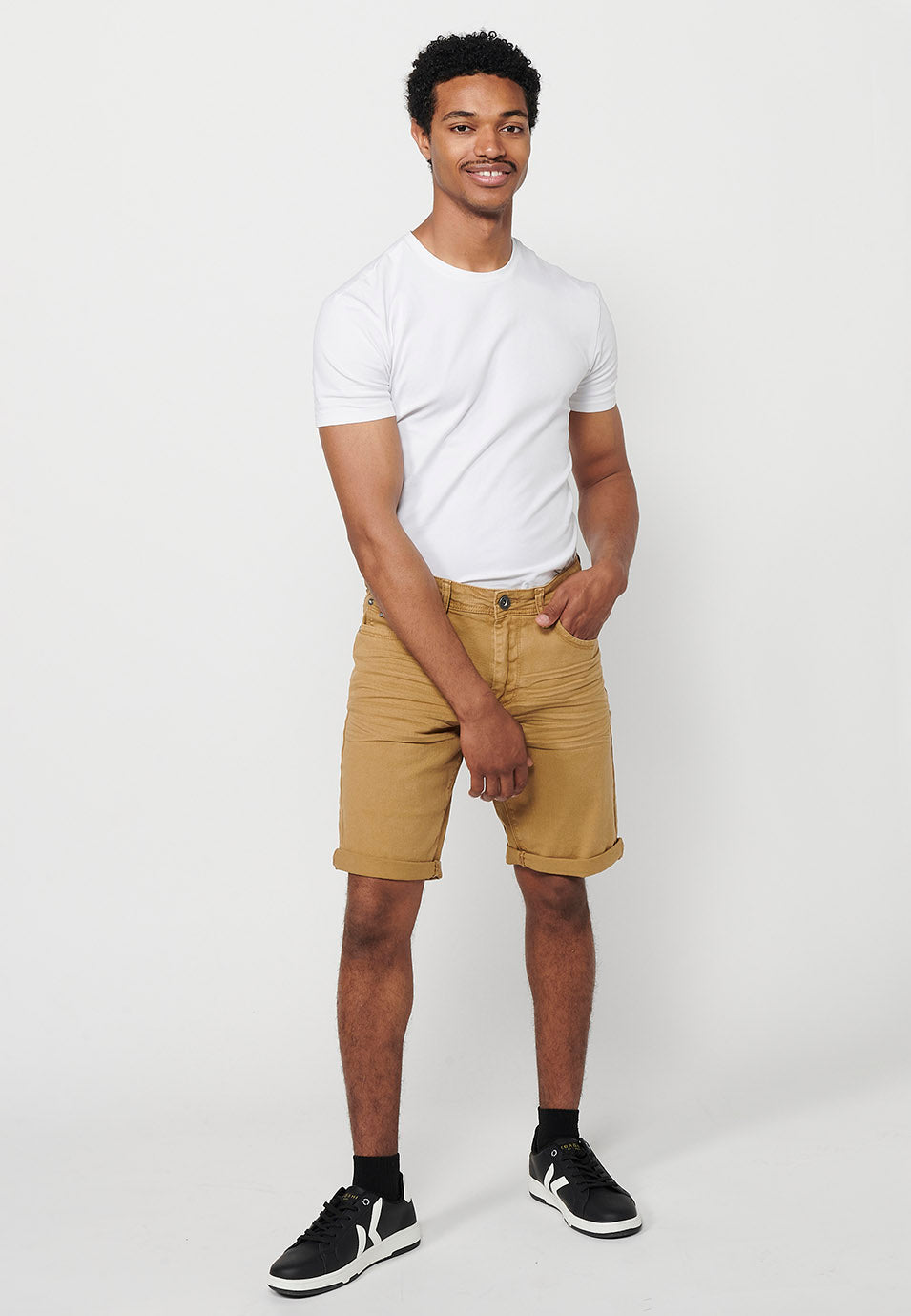 Bermuda Hombre Algodón con Vuelta 5 Bolsillos – Koroshi 2411PS00