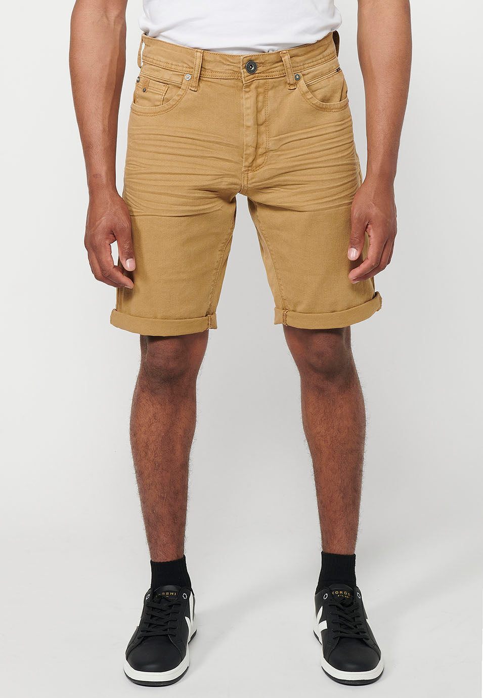 Bermuda Hombre Algodón con Vuelta 5 Bolsillos – Koroshi 2411PS00