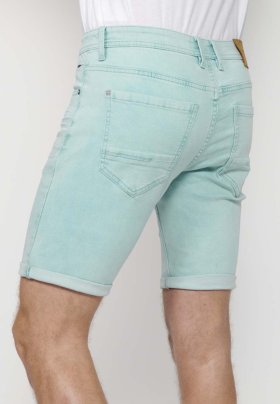Bermuda Hombre 5 Bolsillos Acabado Vuelta Algodón Lyocell – Koroshi 2411PS05