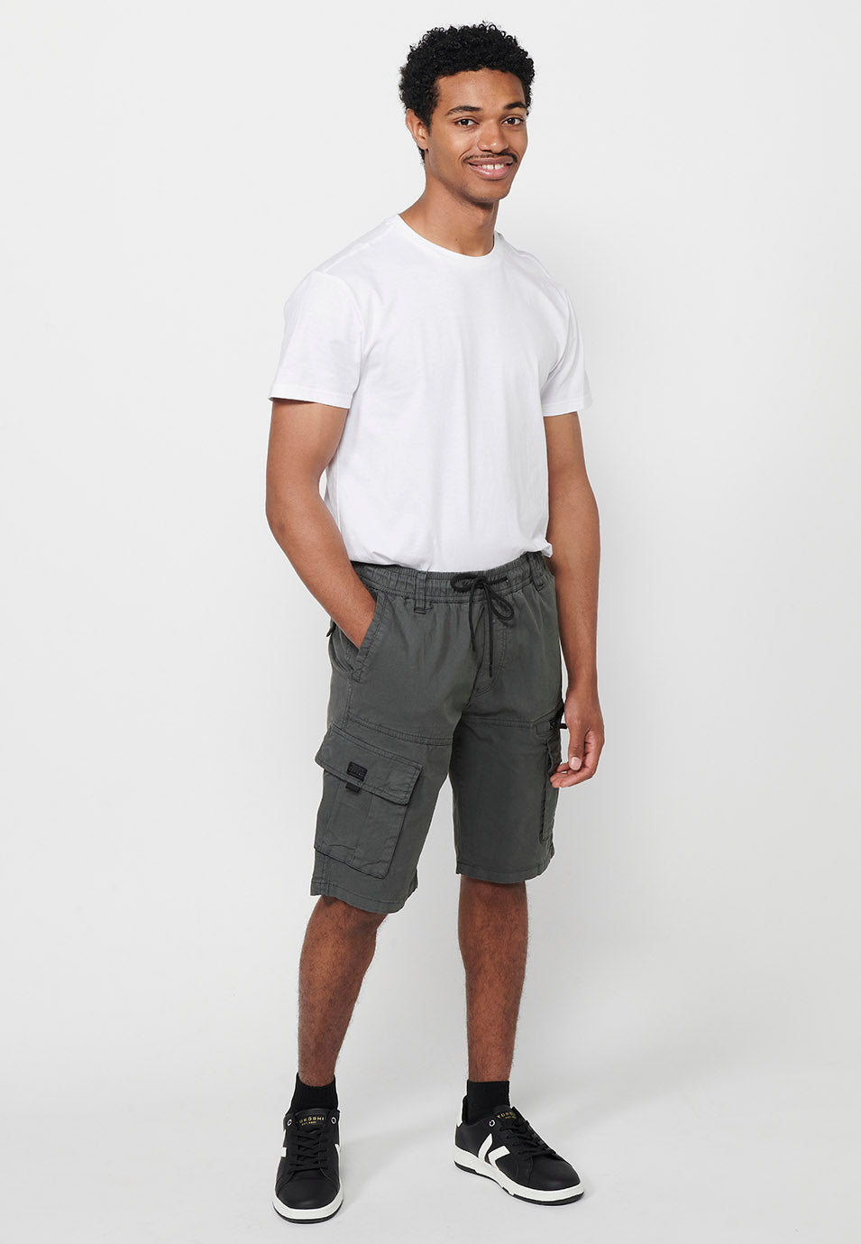 Bermuda Hombre Cargo Algodón Cintura Elástica – Koroshi 2411PS06