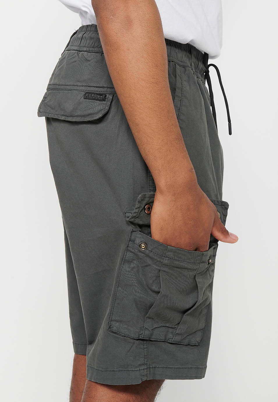 Bermuda Hombre Cargo Algodón Cintura Elástica – Koroshi 2411PS06