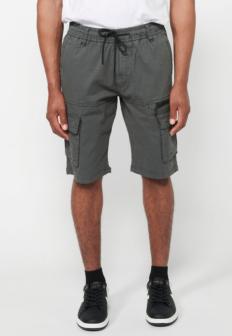 Bermuda Hombre Cargo Algodón Cintura Elástica – Koroshi 2411PS06