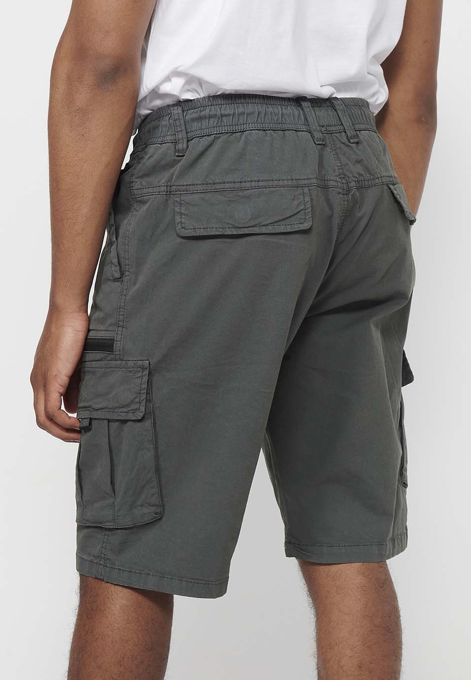 Bermuda Hombre Cargo Algodón Cintura Elástica – Koroshi 2411PS06