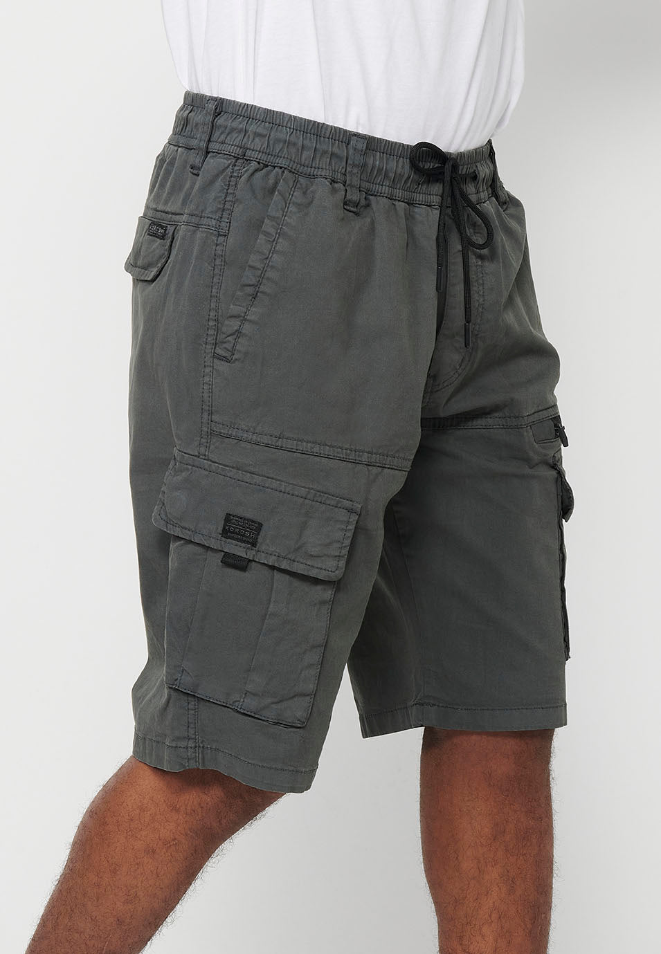 Bermuda Hombre Cargo Algodón Cintura Elástica – Koroshi 2411PS06