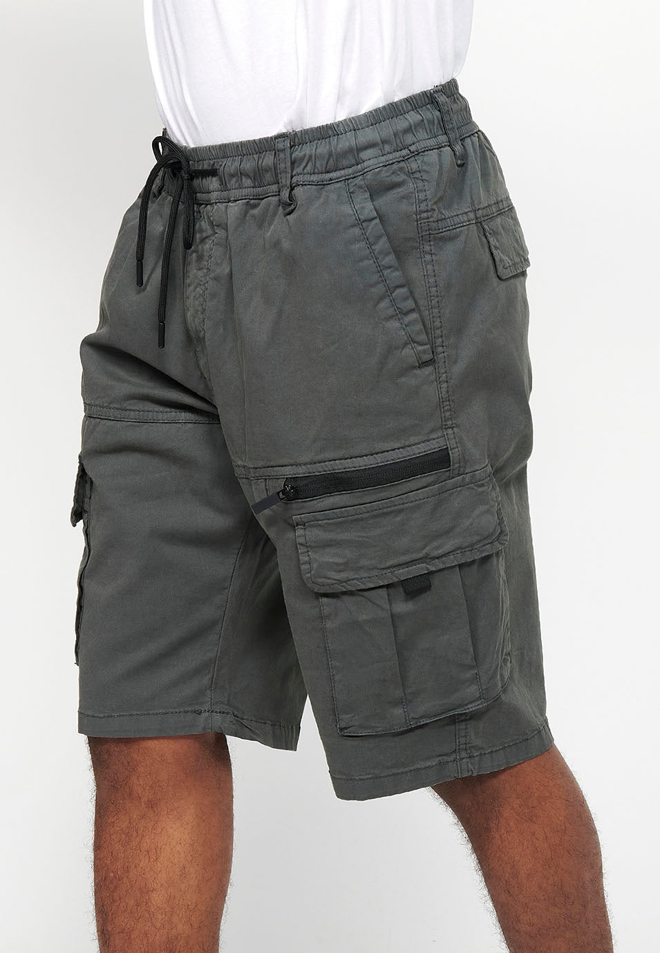 Bermuda Hombre Cargo Algodón Cintura Elástica – Koroshi 2411PS06