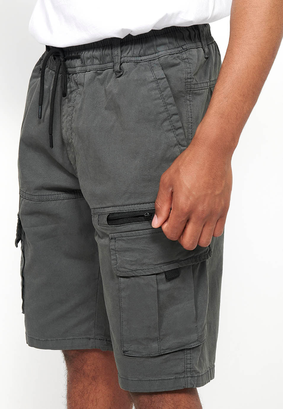 Bermuda Hombre Cargo Algodón Cintura Elástica – Koroshi 2411PS06