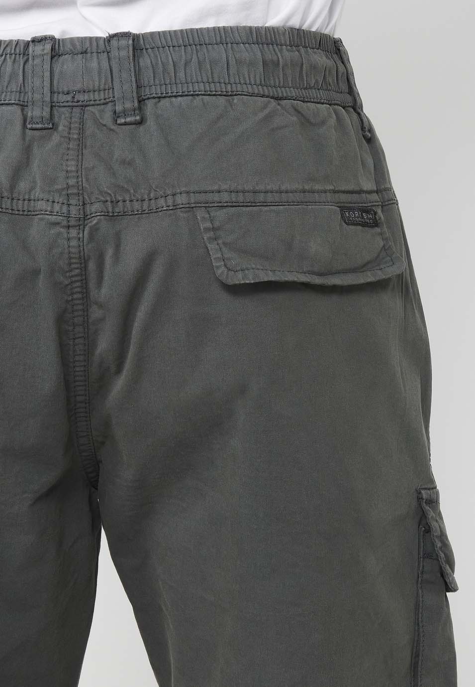Bermuda Hombre Cargo Algodón Cintura Elástica – Koroshi 2411PS06