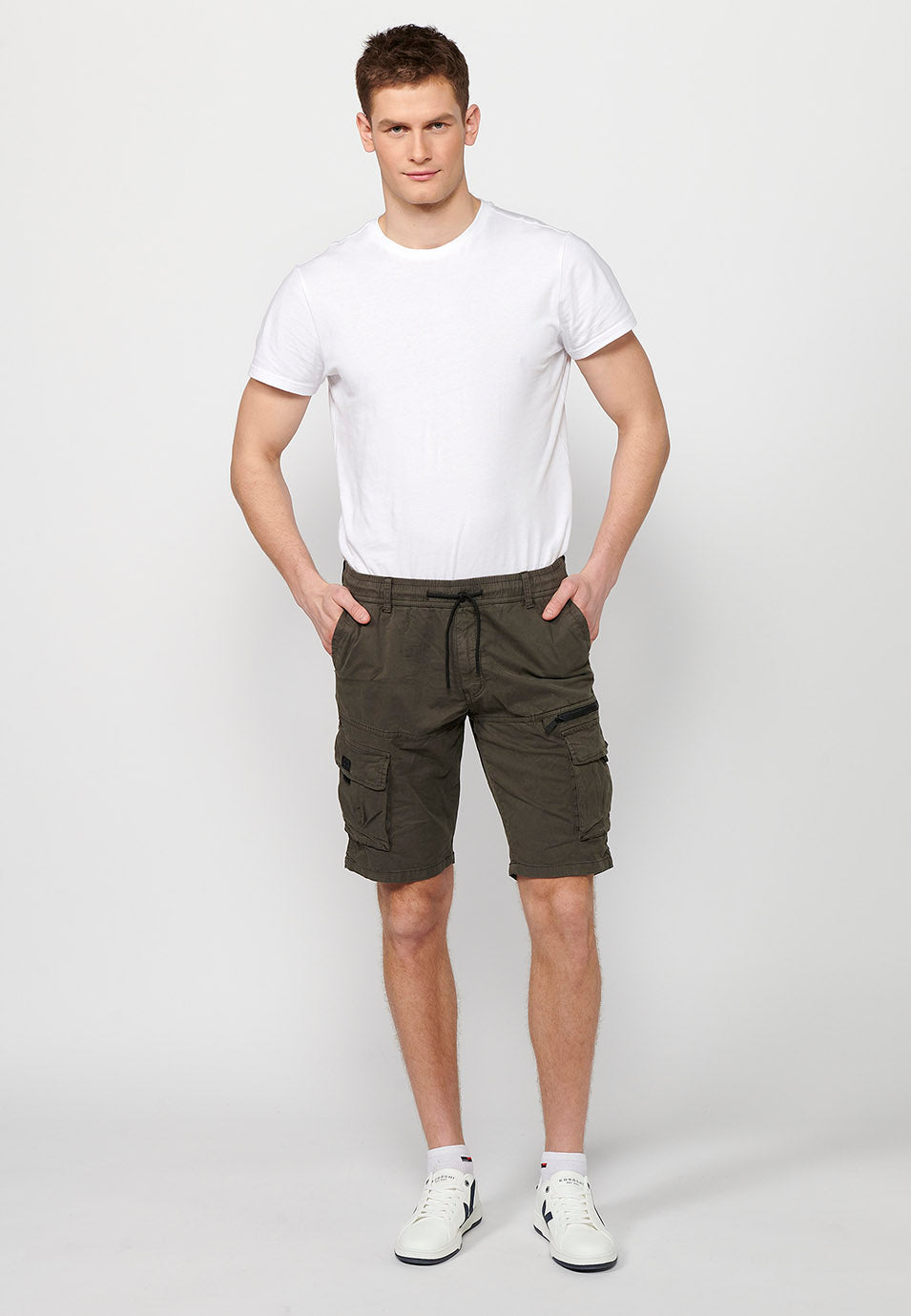 Bermuda Hombre Cargo Algodón Cintura Elástica – Koroshi 2411PS06