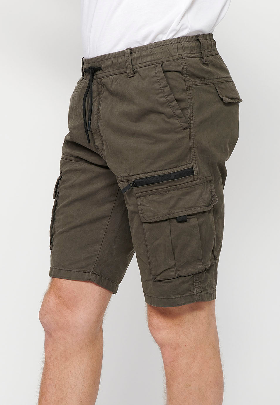 Bermuda Hombre Cargo Algodón Cintura Elástica – Koroshi 2411PS06
