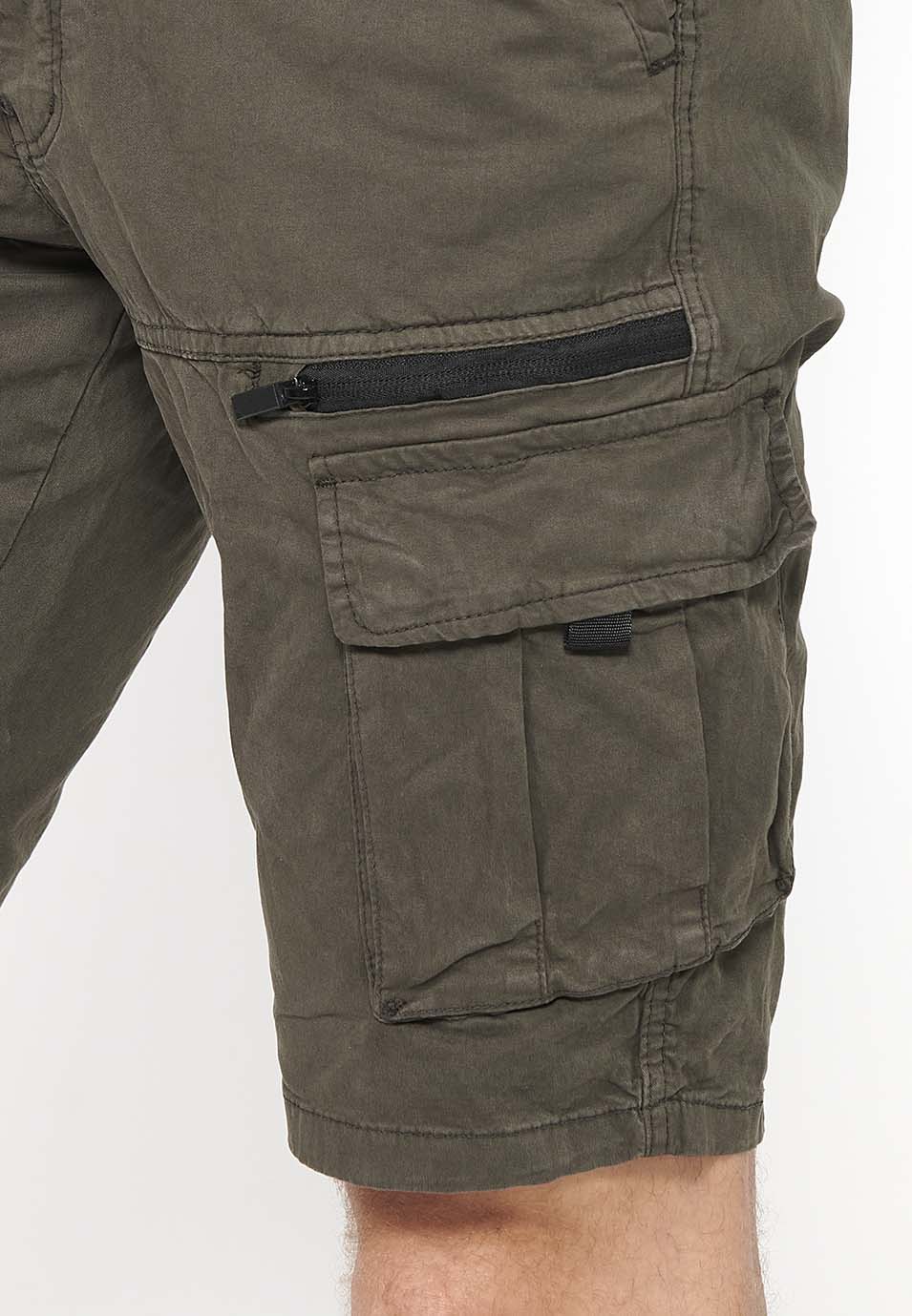 Bermuda Hombre Cargo Algodón Cintura Elástica – Koroshi 2411PS06