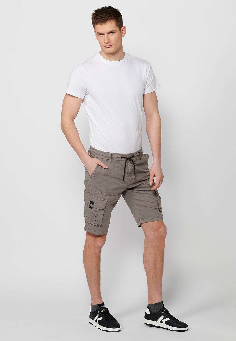 Bermuda Hombre Cargo Algodón Cintura Elástica – Koroshi 2411PS06