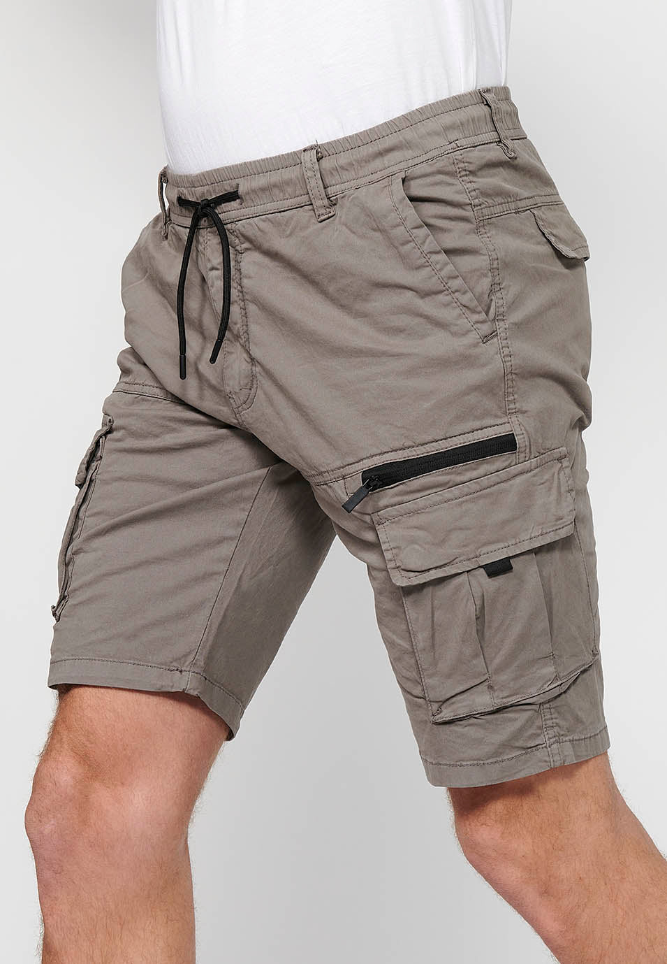 Bermuda Hombre Cargo Algodón Cintura Elástica – Koroshi 2411PS06