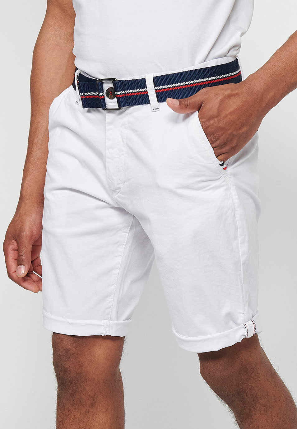 Bermuda Hombre Chino Algodón Cinturón Vuelta – Koroshi 2411PS07