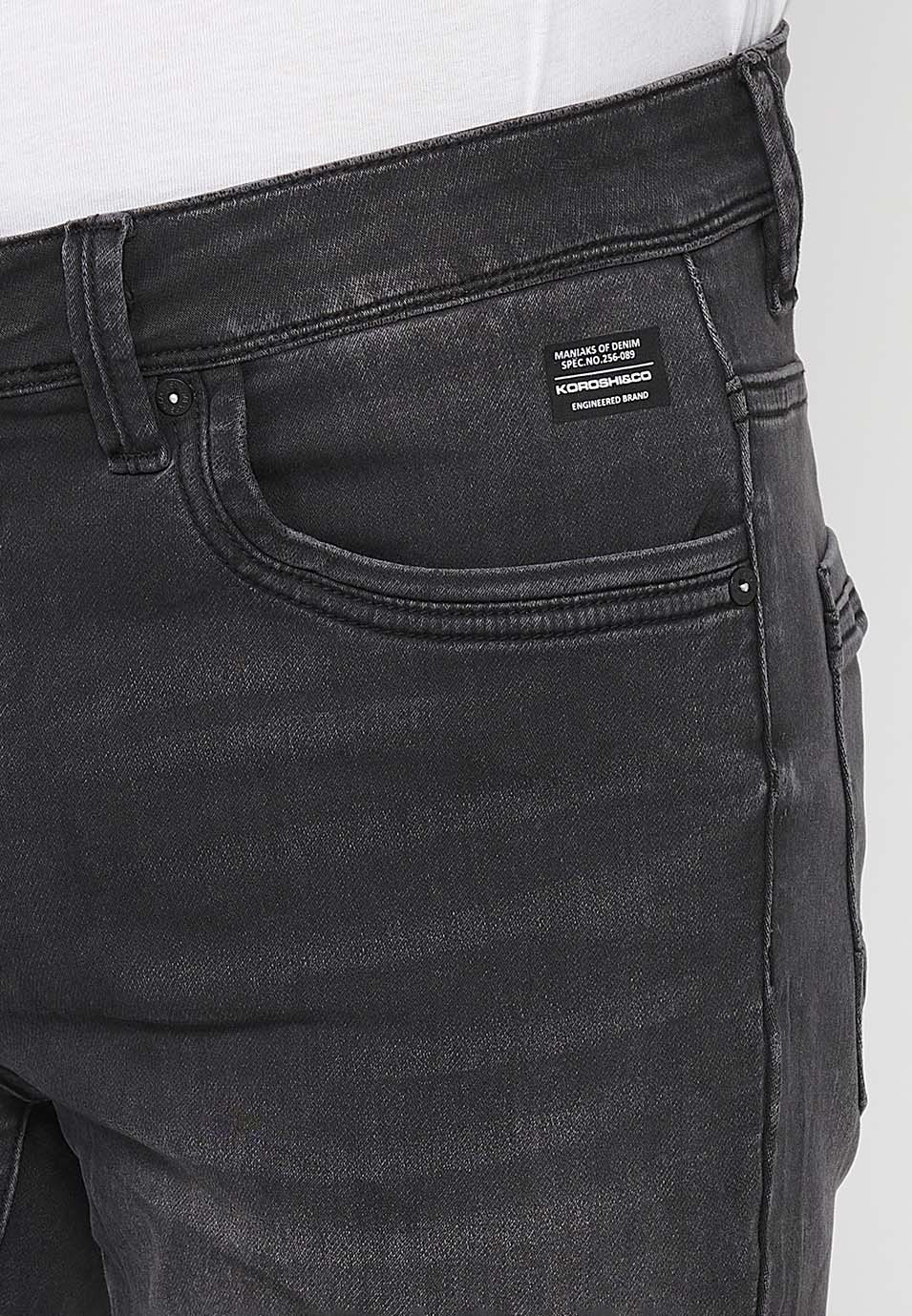Bermuda Hombre Vaquera Acabado Vuelta – Koroshi Black Denim
