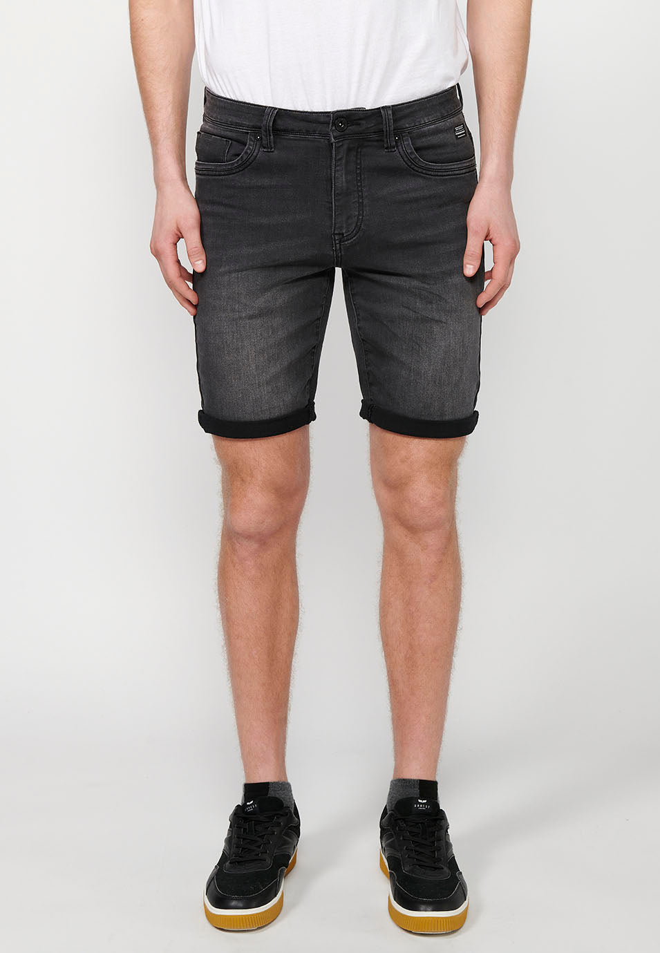 Bermuda Hombre Vaquera Acabado Vuelta – Koroshi Black Denim
