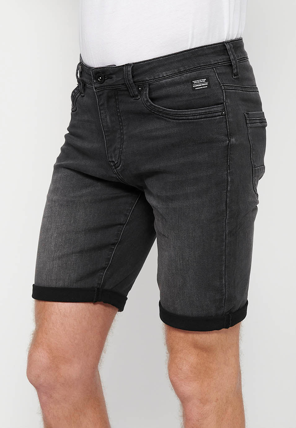 Bermuda Hombre Vaquera Acabado Vuelta – Koroshi Black Denim