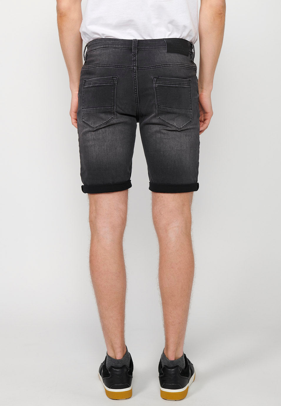 Bermuda Hombre Vaquera Acabado Vuelta – Koroshi Black Denim