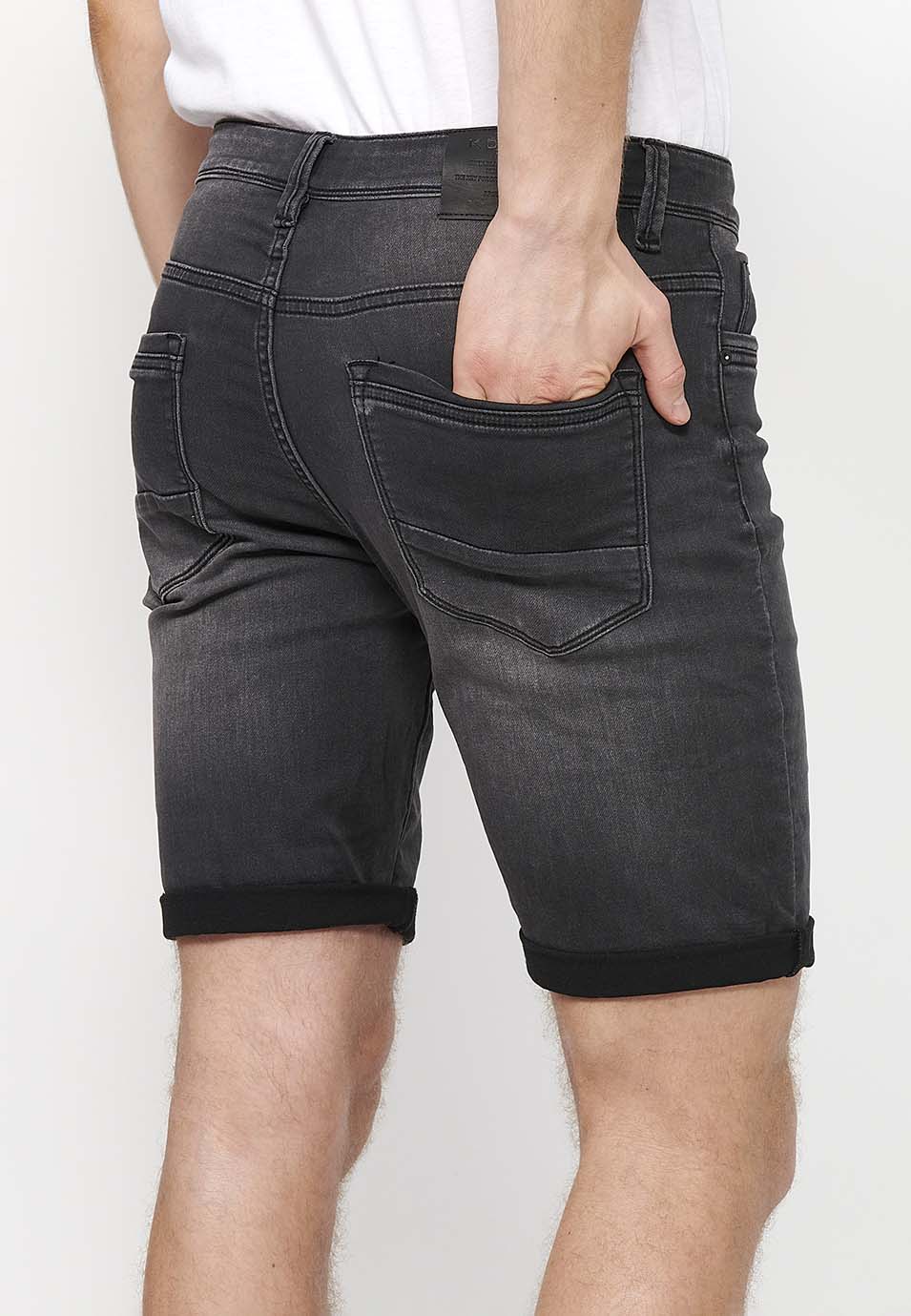 Bermuda Hombre Vaquera Acabado Vuelta – Koroshi Black Denim