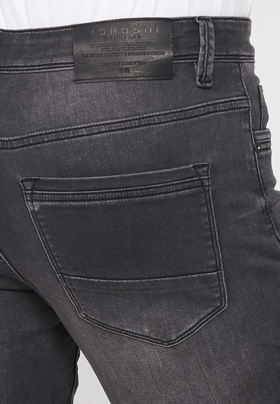 Bermuda Hombre Vaquera Acabado Vuelta – Koroshi Black Denim