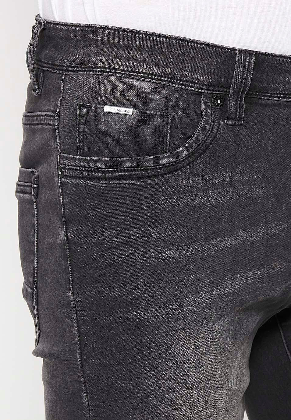 Bermuda Hombre Vaquera Acabado Vuelta – Koroshi Black Denim