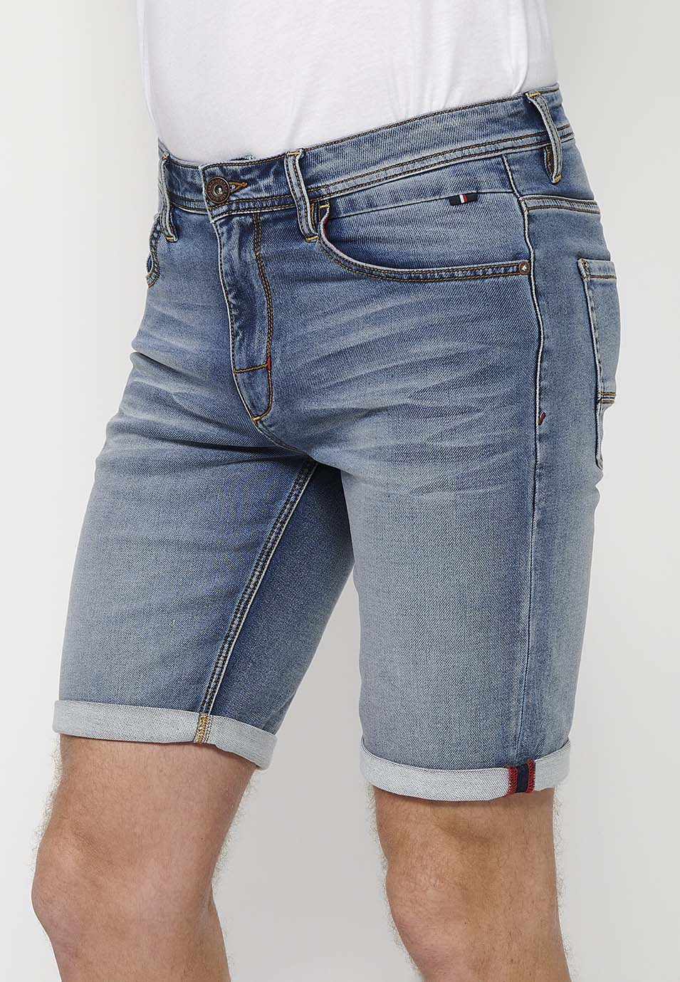 Bermuda Hombre Vaquera Acabado Vuelta Azul Claro – Koroshi 2411PS21