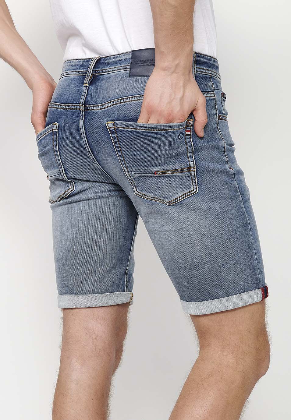 Bermuda Hombre Vaquera Acabado Vuelta Azul Claro – Koroshi 2411PS21