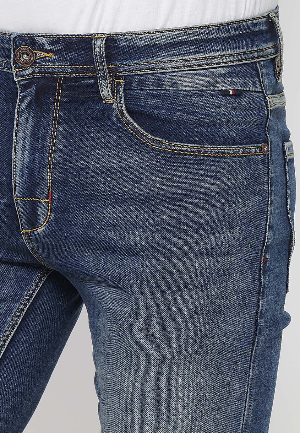 Bermuda Hombre Vaquera Acabado Vuelta Azul Medio – Koroshi 2411PS22