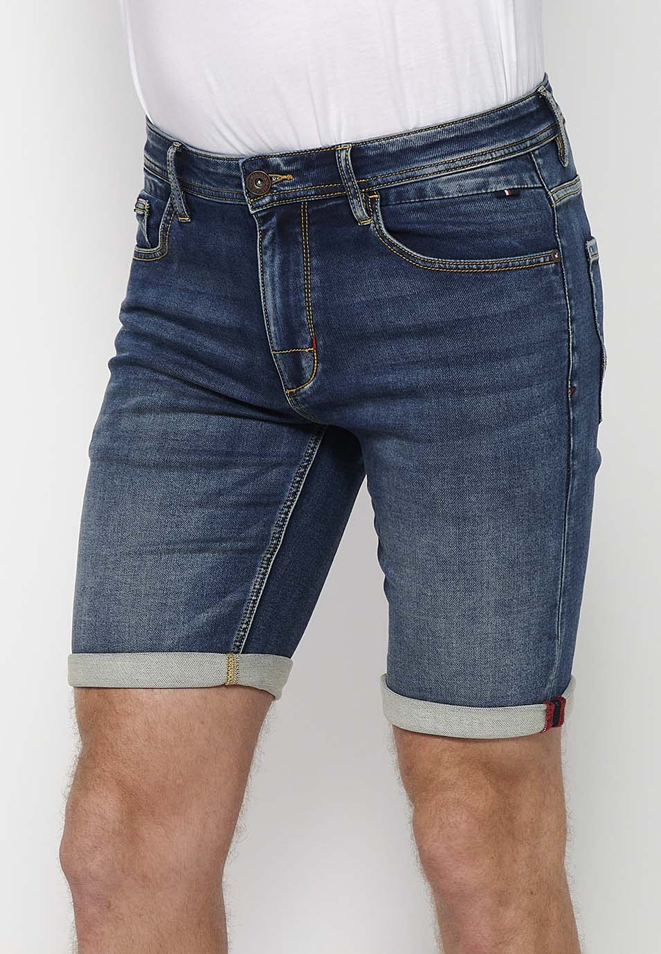 Bermuda Hombre Vaquera Acabado Vuelta Azul Medio – Koroshi 2411PS22