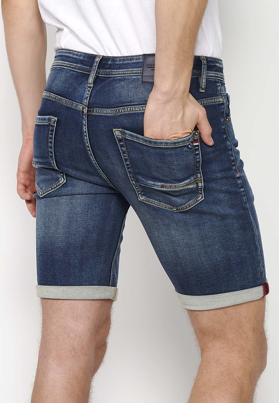 Bermuda Hombre Vaquera Acabado Vuelta Azul Medio – Koroshi 2411PS22
