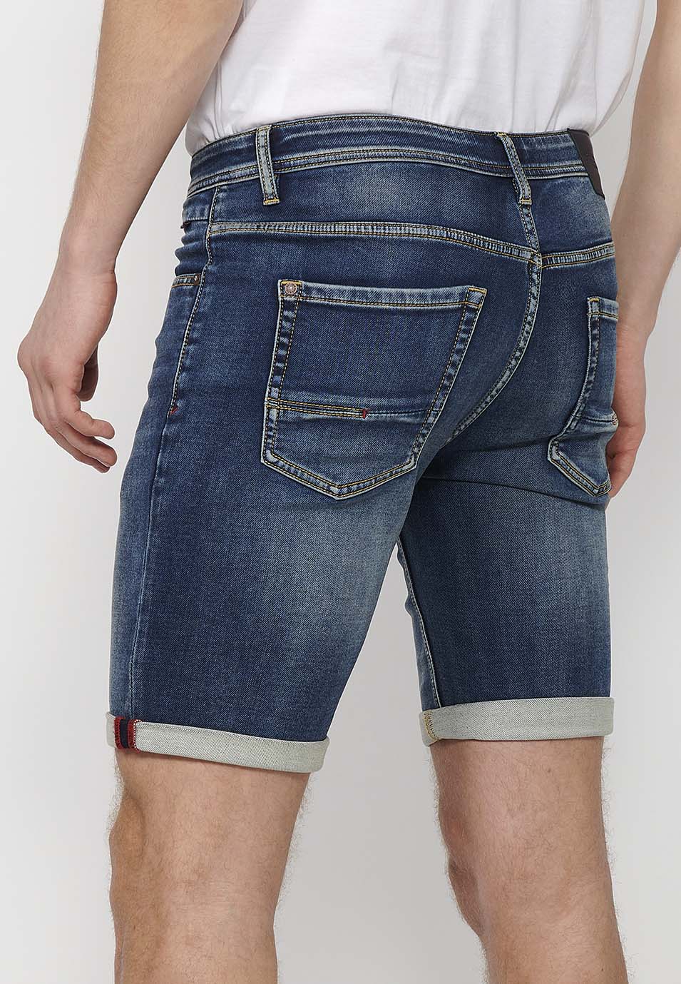 Bermuda Hombre Vaquera Acabado Vuelta Azul Medio – Koroshi 2411PS22