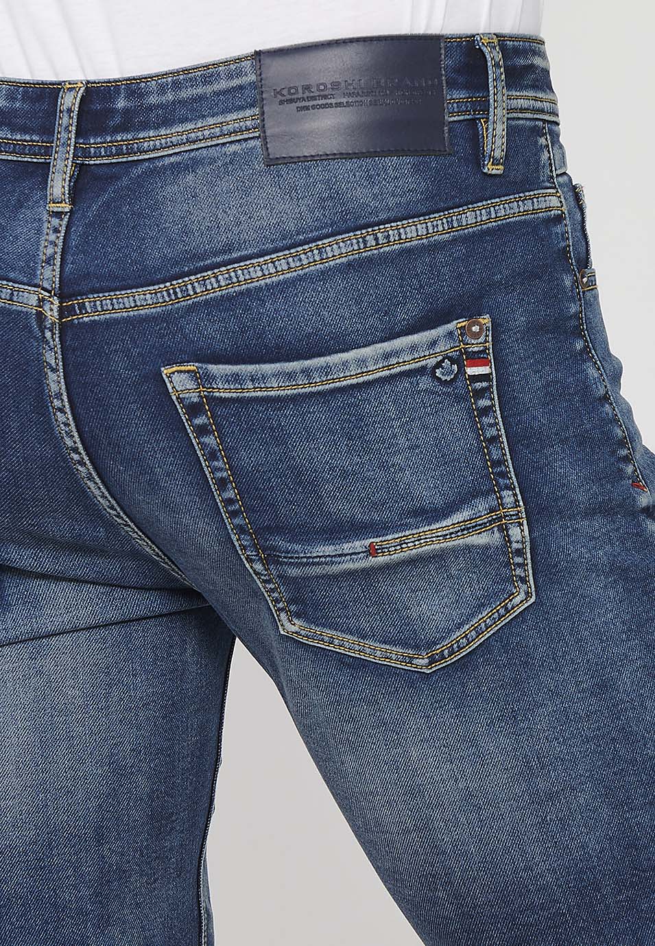 Bermuda Hombre Vaquera Acabado Vuelta Azul Medio – Koroshi 2411PS22