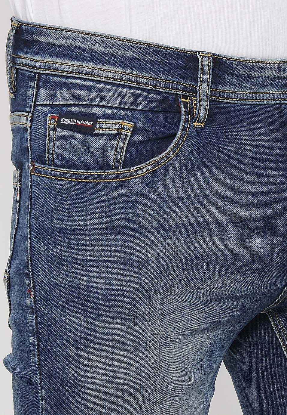 Bermuda Hombre Vaquera Acabado Vuelta Azul Medio – Koroshi 2411PS22