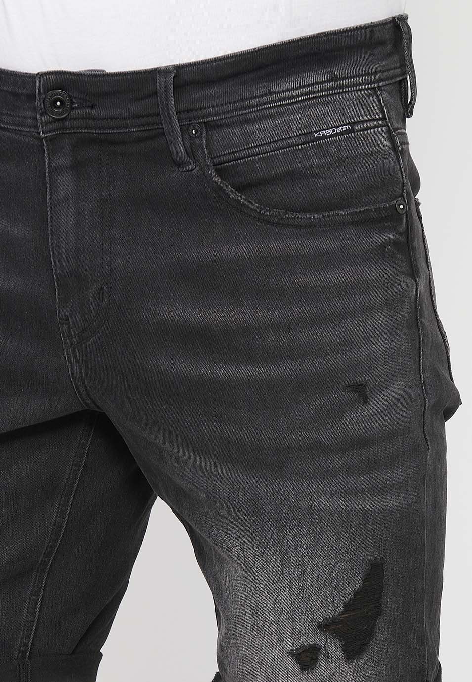 Bermuda Hombre Vaquera Acabado Vuelta – Koroshi Negro