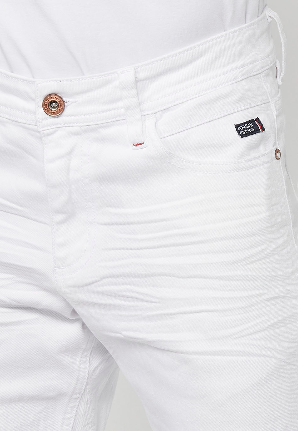 Bermuda Hombre Vaquera Acabado Vuelta Denim Blanco – Koroshi 2411PS35