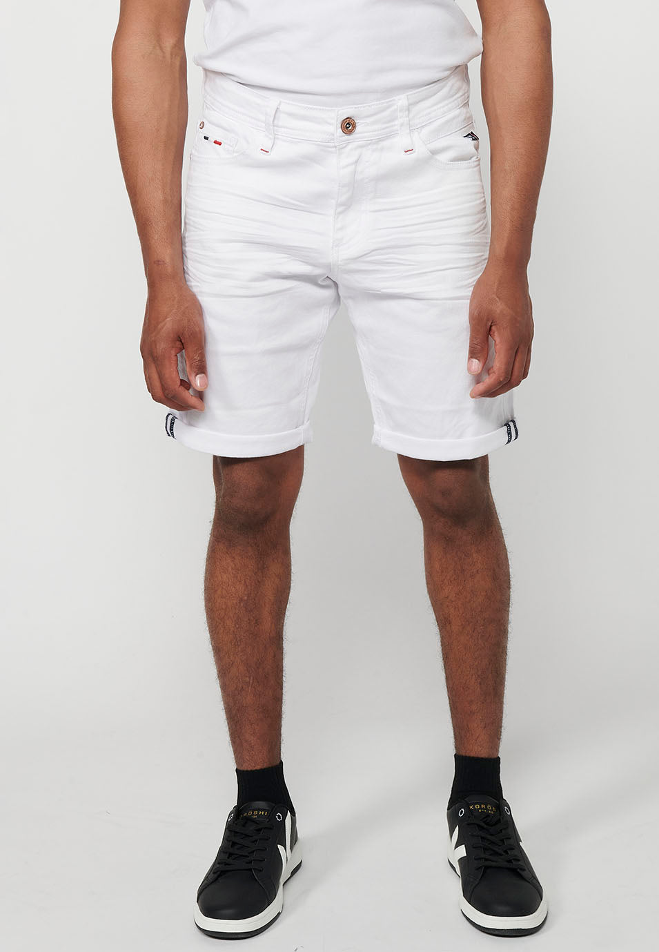Bermuda Hombre Vaquera Acabado Vuelta Denim Blanco – Koroshi 2411PS35