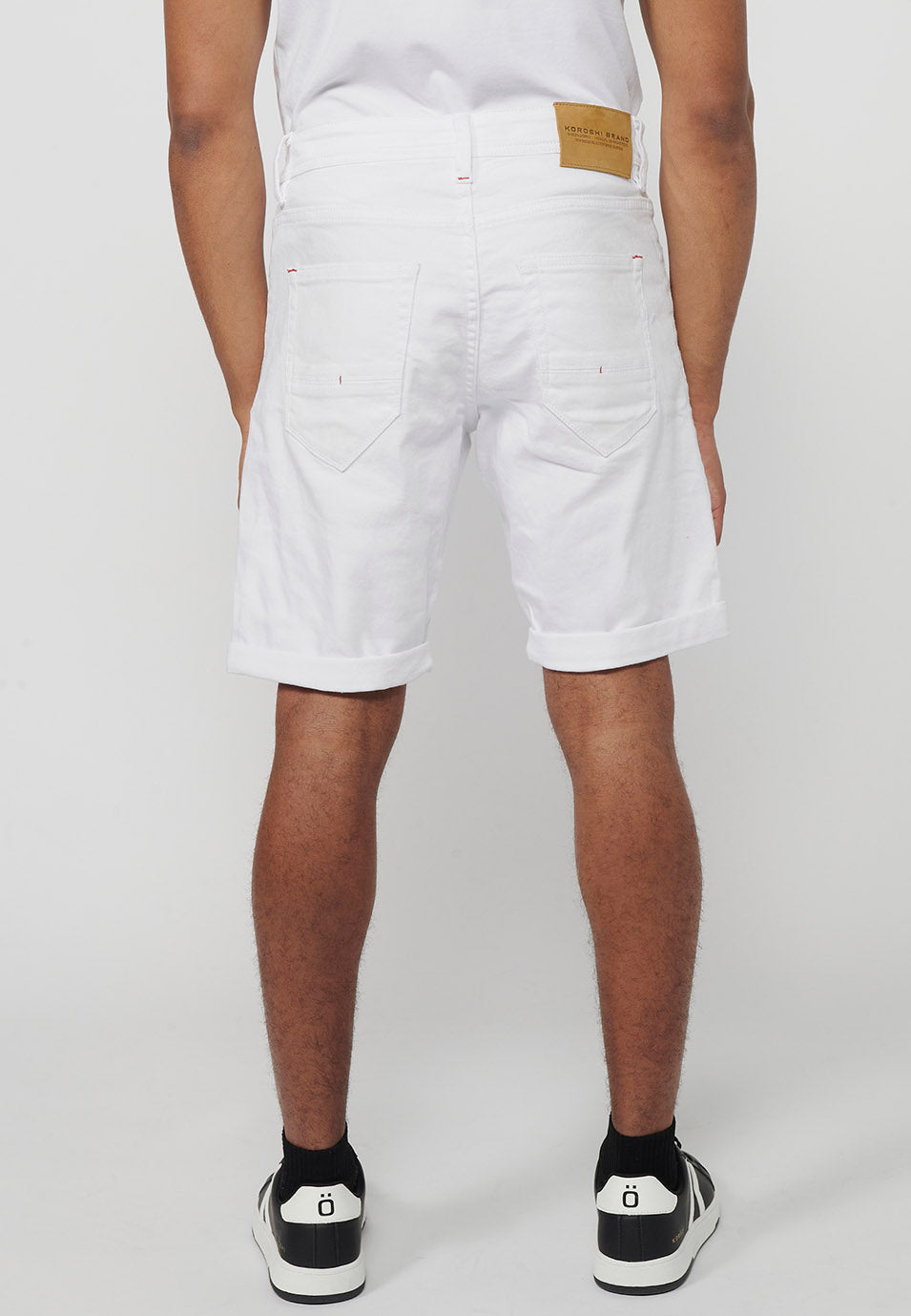 Bermuda Hombre Vaquera Acabado Vuelta Denim Blanco – Koroshi 2411PS35