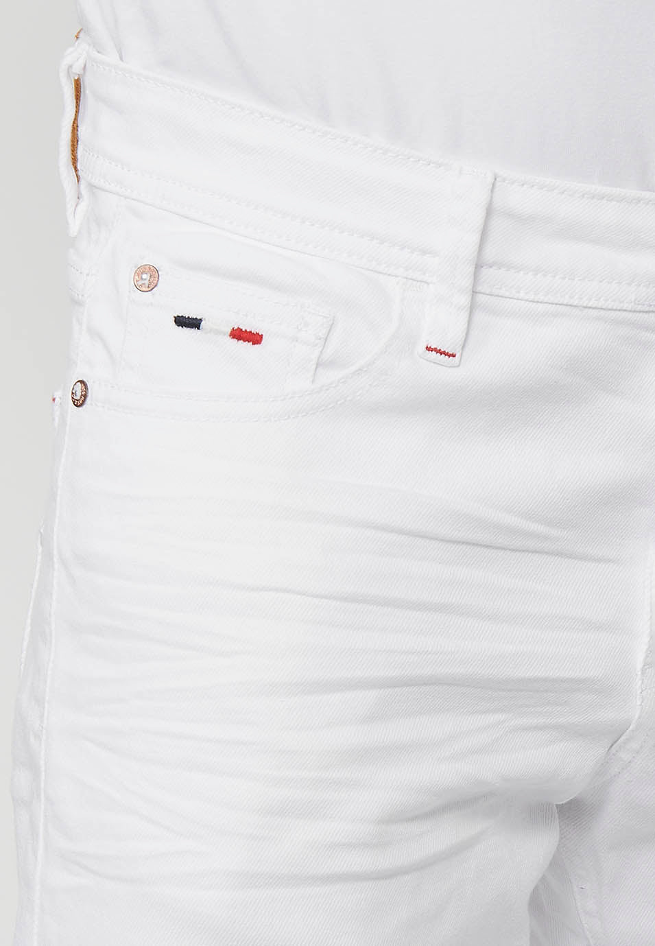Bermuda Hombre Vaquera Acabado Vuelta Denim Blanco – Koroshi 2411PS35