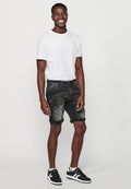 Bermuda Hombre Denim Cargo Cremalleras – Koroshi Black Denim