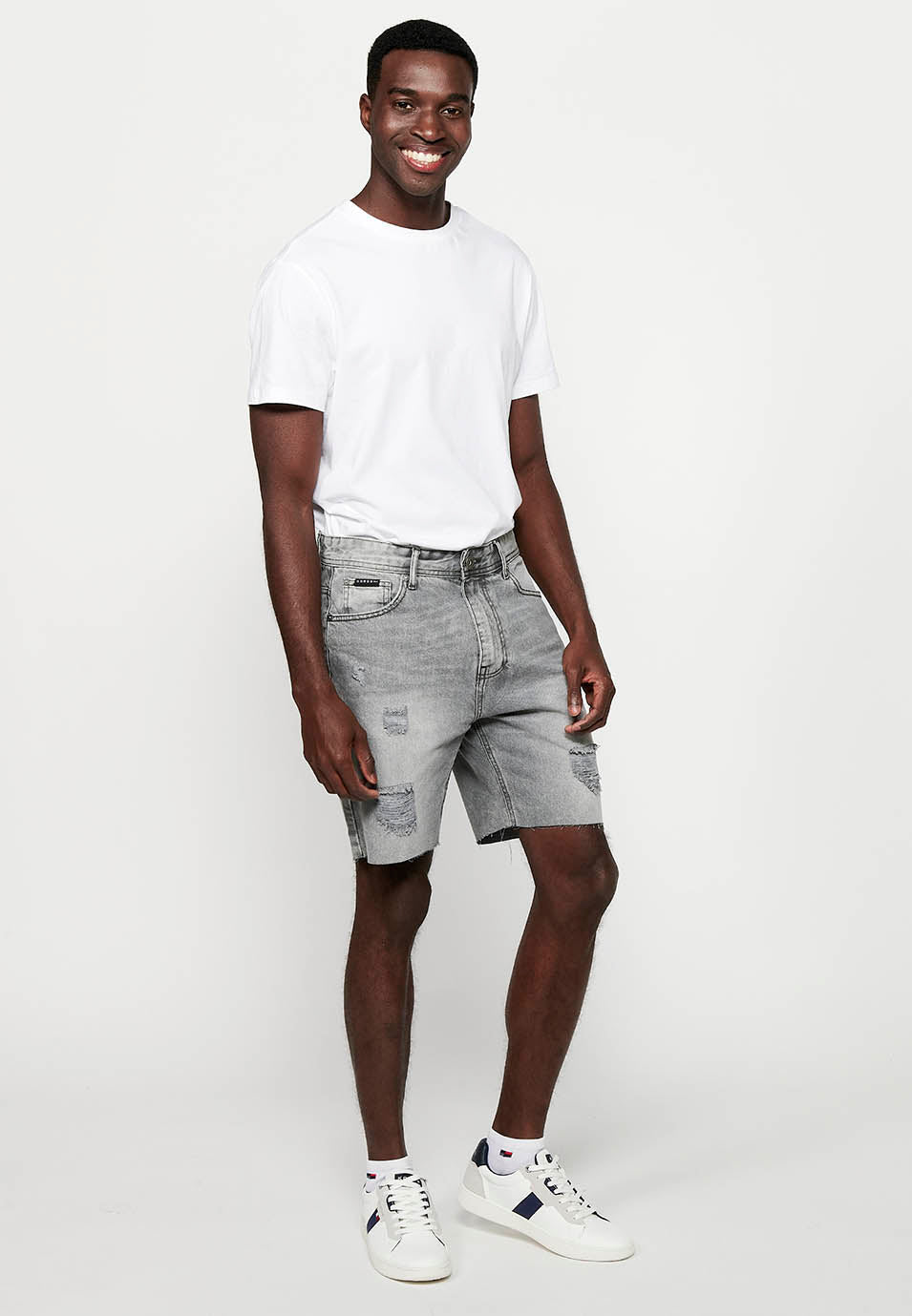 Bermuda Vaquera Hombre Confort Fit Denim – Koroshi Gris